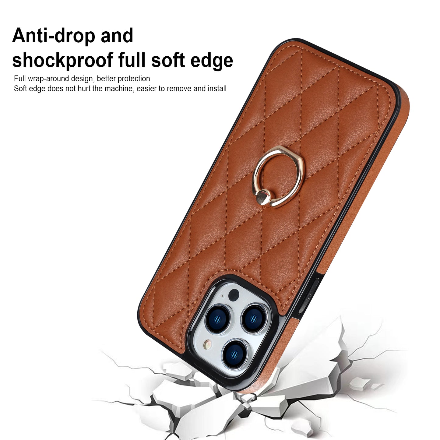 For iPhone 12 Pro / 12 PU Leather+TPU Cell Phone Case Shockproof Kickstand Phone Cover