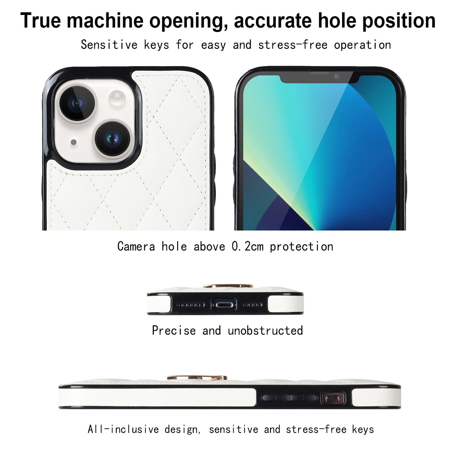 For iPhone 13 mini 5.4 inch Anti-Scratch Phone Cover Stitching Rhombus PU Leather+TPU Phone Case with Ring Holder Kickstand