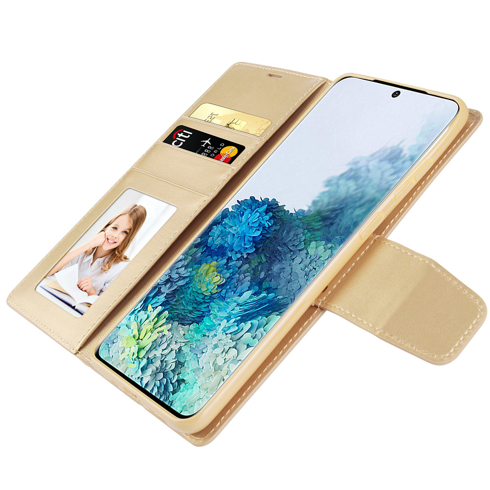 HANMAN Mill Series for Samsung Galaxy S20 5G / 4G Leather Phone Case Stand Wallet Anti-drop Phone Cover