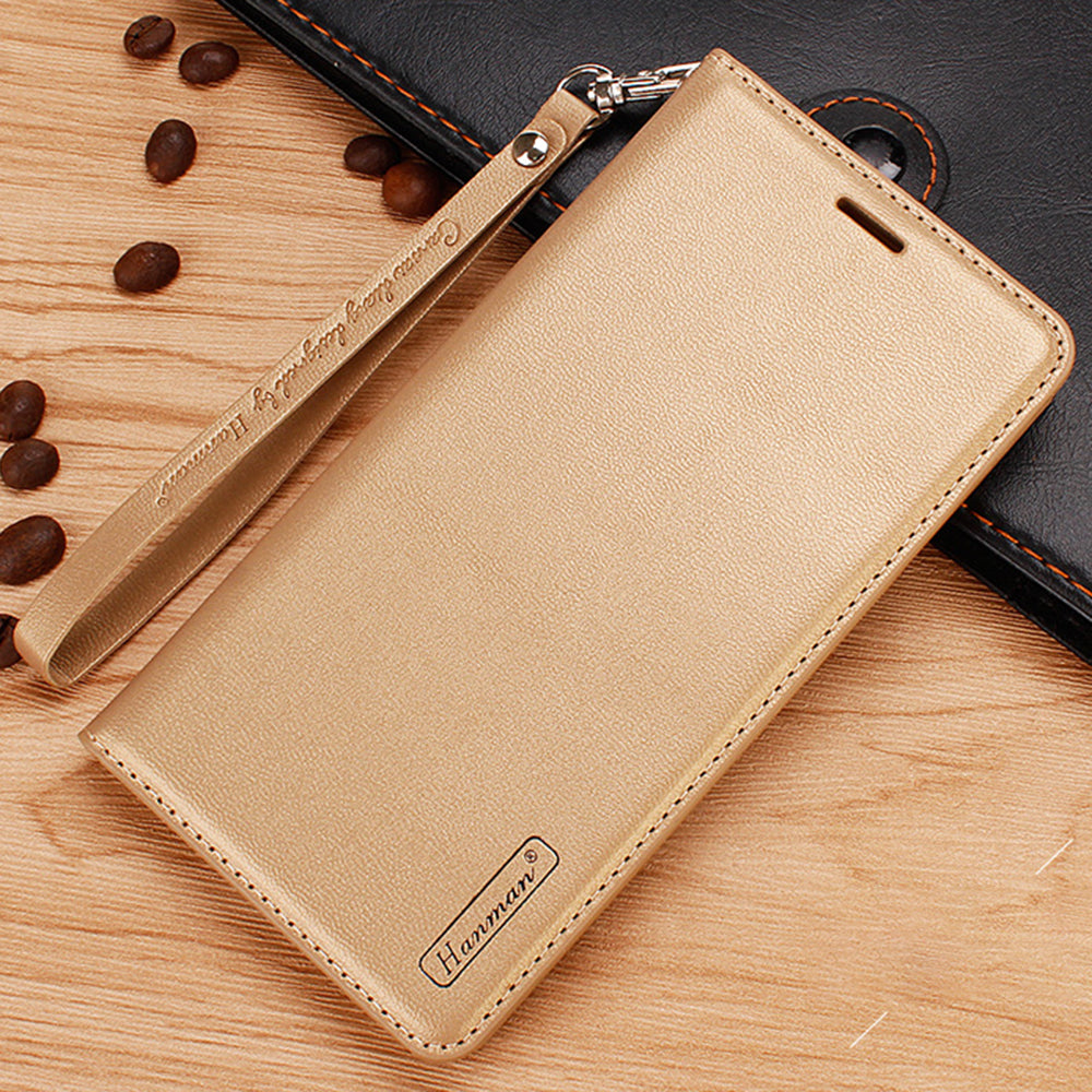 HANMAN Minuo Series Stand Cover for Samsung Galaxy A34 5G Fall-proof PU Leather Phone Wallet Case