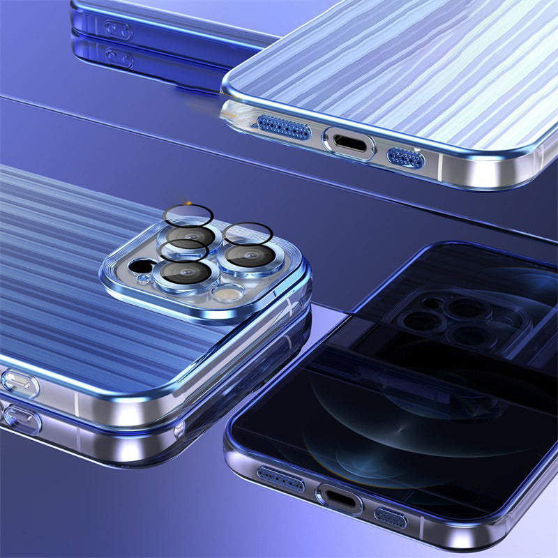 TPU Back Cover for iPhone 13 Pro 6.1 inch with Lens Film Electroplating Streamer Brushed Phone Case