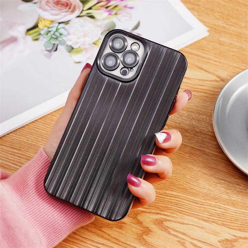 TPU Back Cover for iPhone 13 Pro 6.1 inch with Lens Film Electroplating Streamer Brushed Phone Case