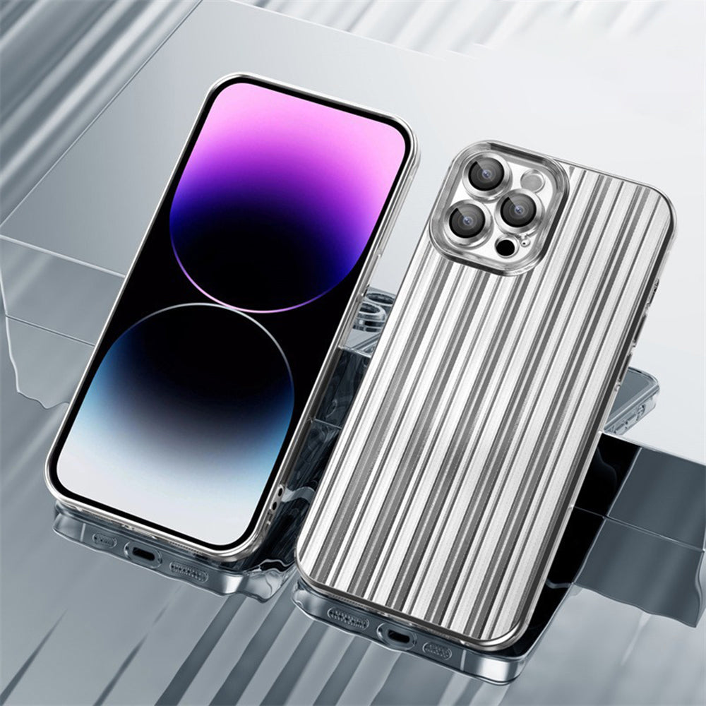 TPU Back Cover for iPhone 13 Pro 6.1 inch with Lens Film Electroplating Streamer Brushed Phone Case