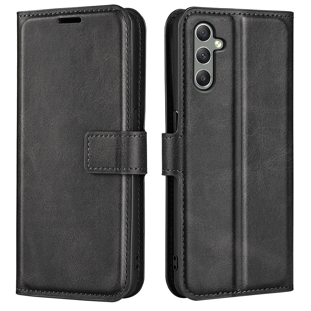 For Samsung Galaxy A24 4G Leather Wallet Mobile Case Calf Texture Square Clasp Flip Stand Cover