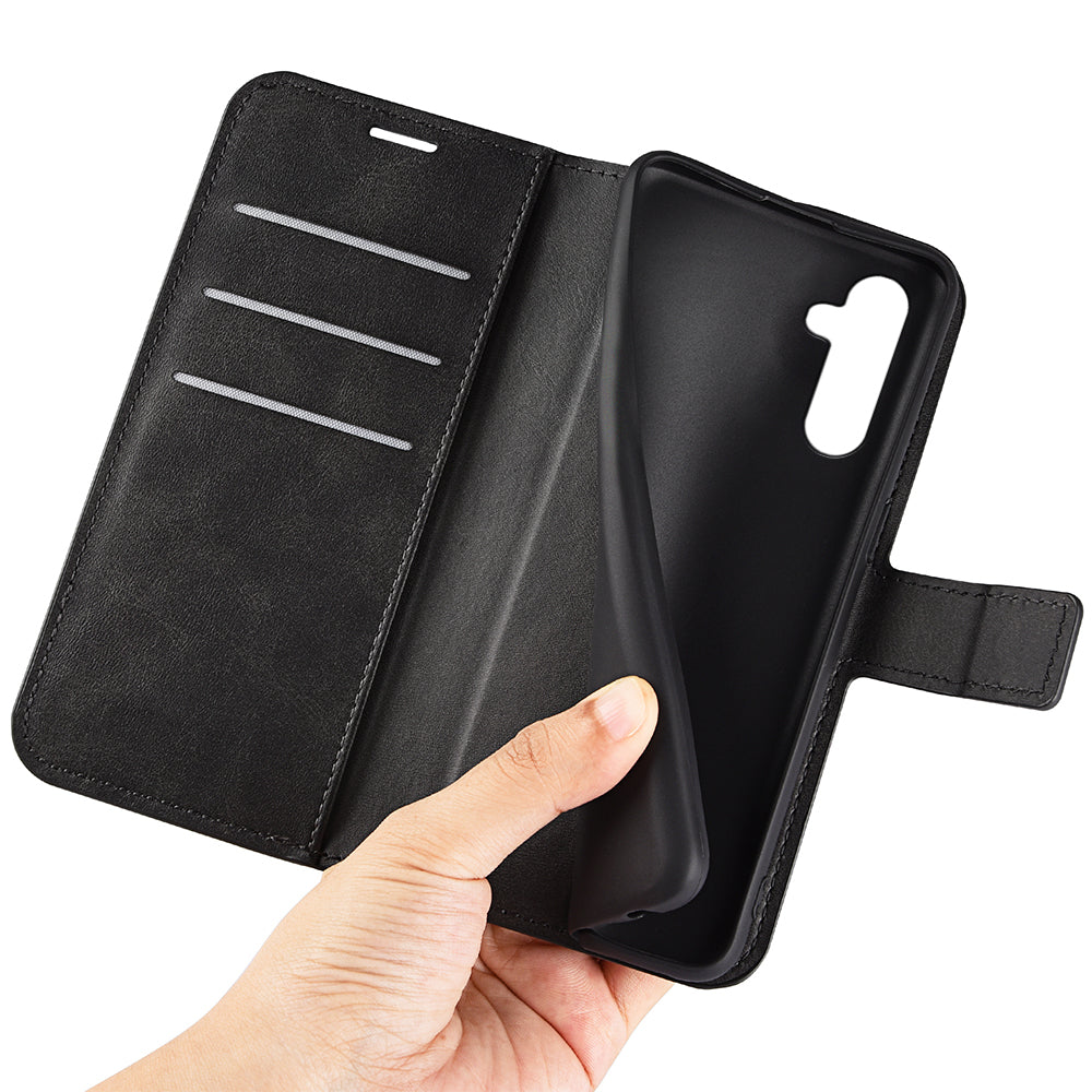 For Samsung Galaxy A24 4G Leather Wallet Mobile Case Calf Texture Square Clasp Flip Stand Cover