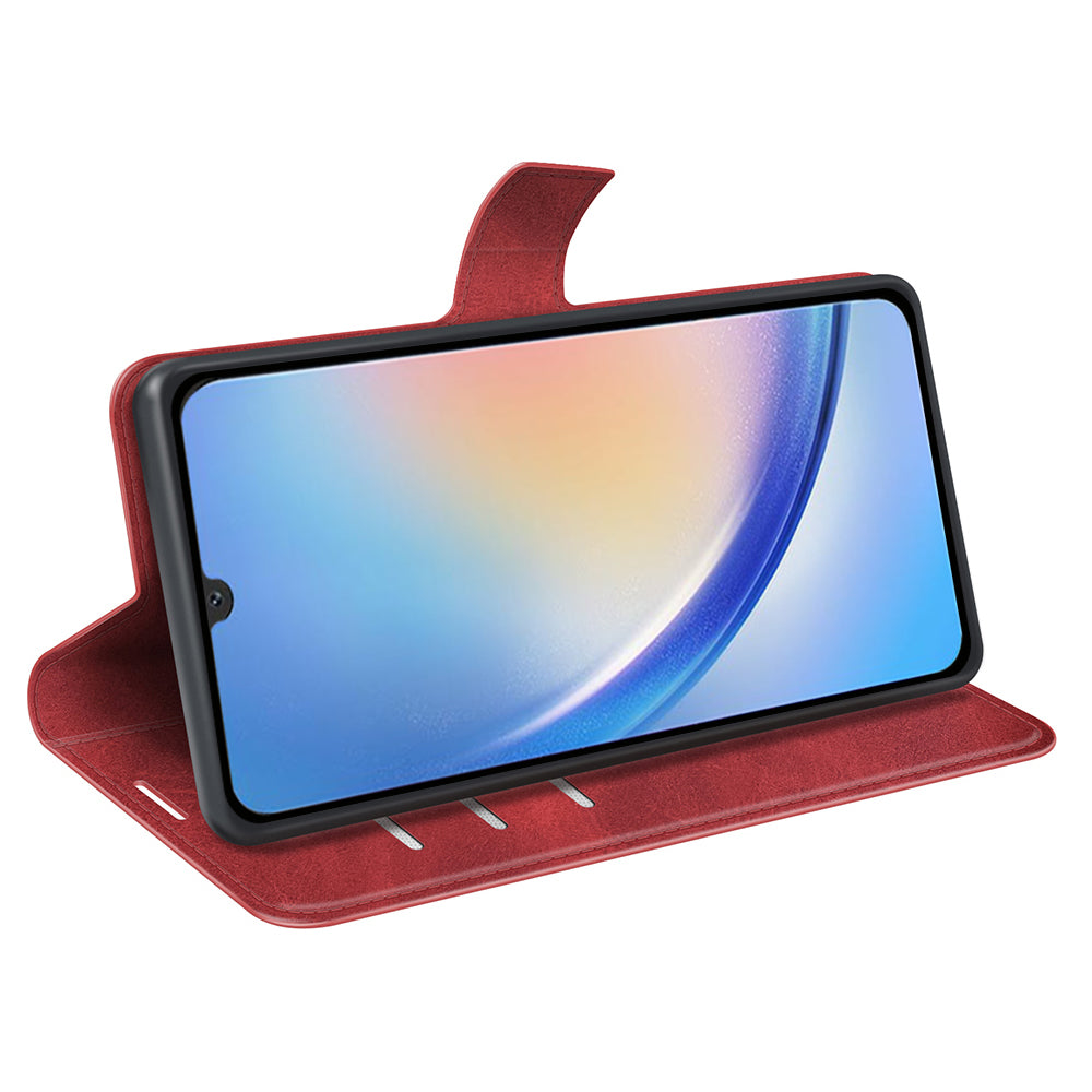 For Samsung Galaxy A24 4G Leather Wallet Mobile Case Calf Texture Square Clasp Flip Stand Cover
