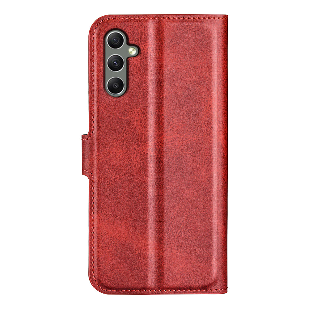 For Samsung Galaxy A24 4G Leather Wallet Mobile Case Calf Texture Square Clasp Flip Stand Cover