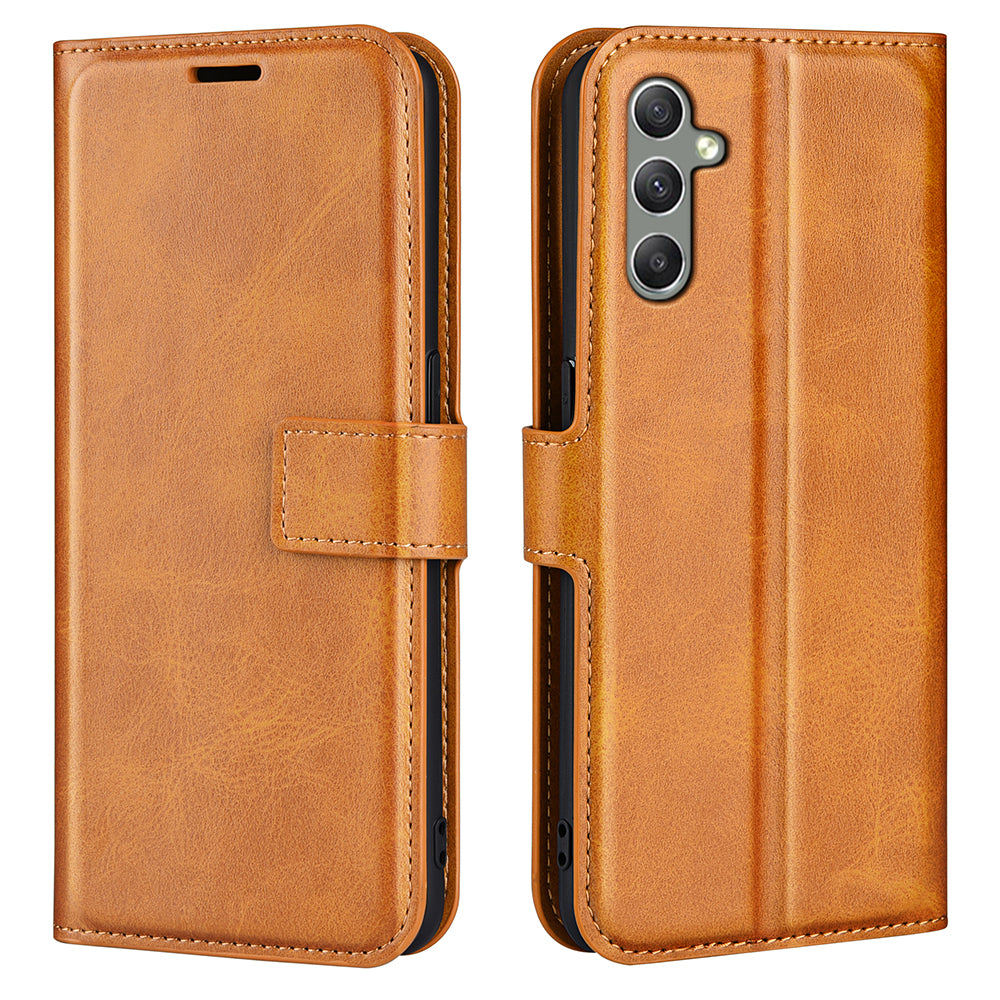 For Samsung Galaxy A24 4G Leather Wallet Mobile Case Calf Texture Square Clasp Flip Stand Cover