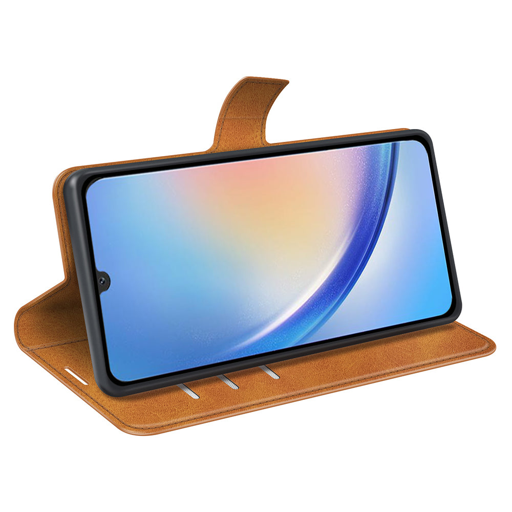 For Samsung Galaxy A24 4G Leather Wallet Mobile Case Calf Texture Square Clasp Flip Stand Cover