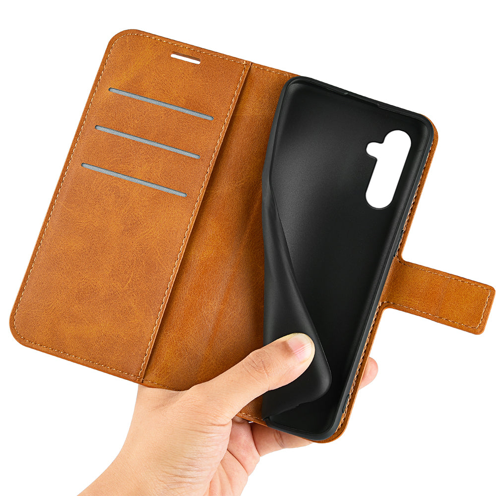 For Samsung Galaxy A24 4G Leather Wallet Mobile Case Calf Texture Square Clasp Flip Stand Cover