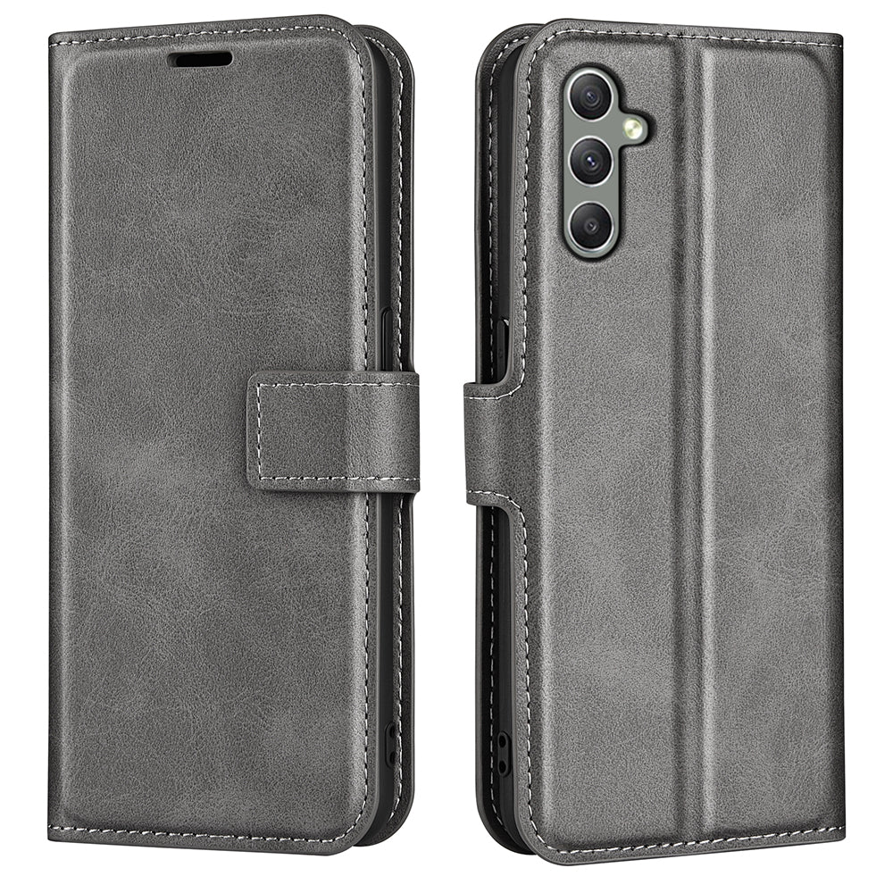 For Samsung Galaxy A24 4G Leather Wallet Mobile Case Calf Texture Square Clasp Flip Stand Cover