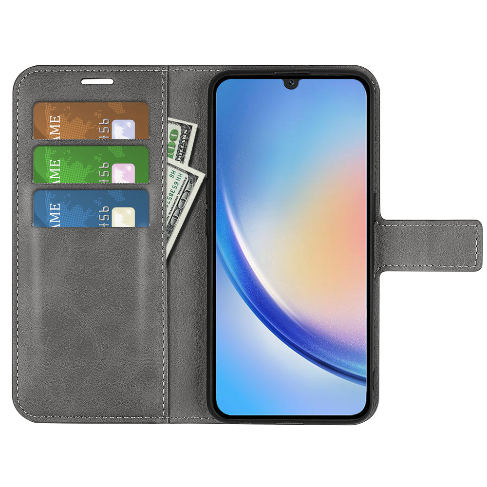 For Samsung Galaxy A24 4G Leather Wallet Mobile Case Calf Texture Square Clasp Flip Stand Cover