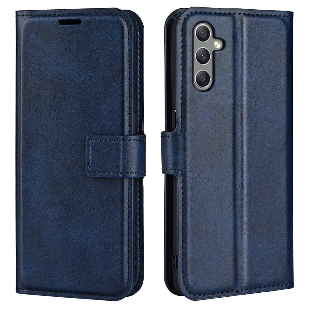 For Samsung Galaxy A24 4G Leather Wallet Mobile Case Calf Texture Square Clasp Flip Stand Cover