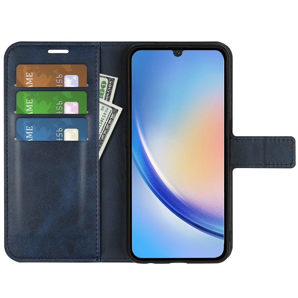 For Samsung Galaxy A24 4G Leather Wallet Mobile Case Calf Texture Square Clasp Flip Stand Cover