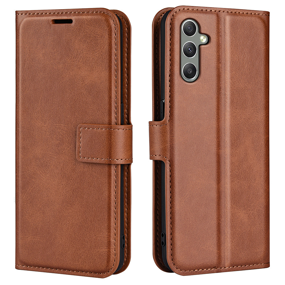 For Samsung Galaxy A24 4G Leather Wallet Mobile Case Calf Texture Square Clasp Flip Stand Cover