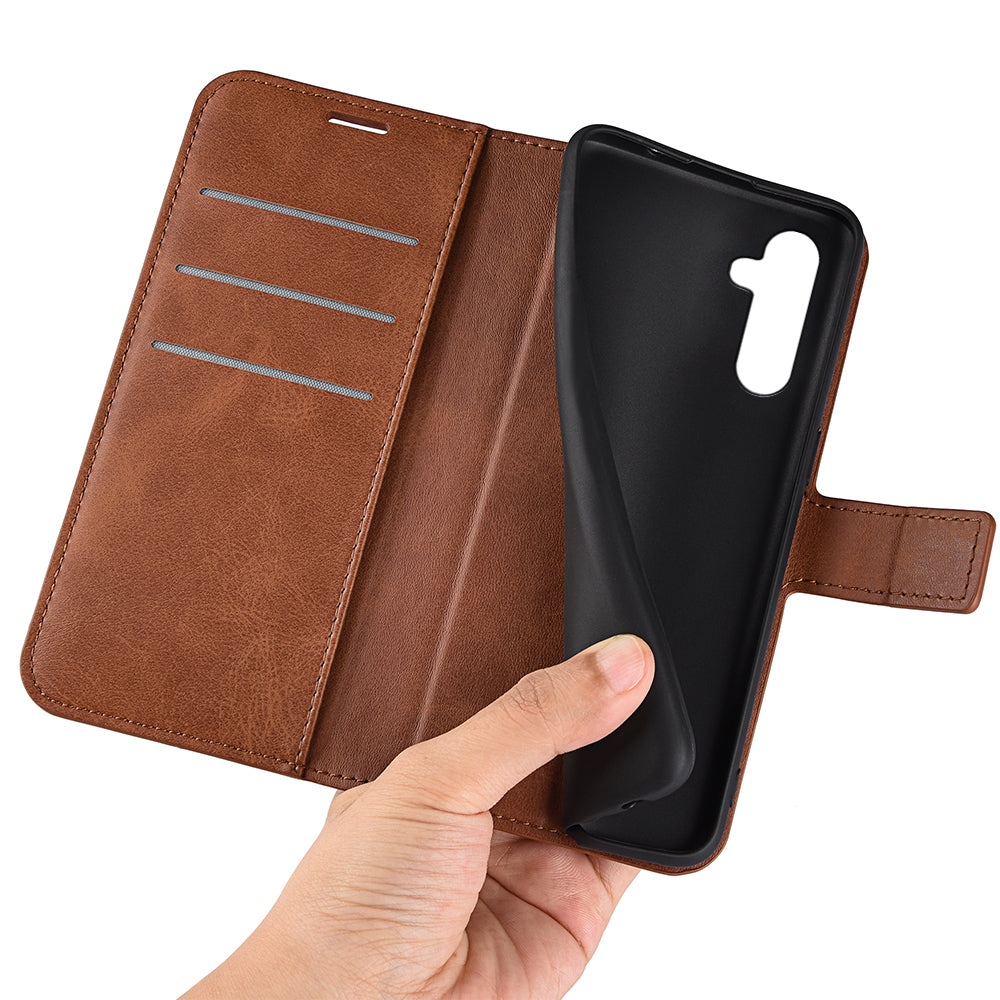 For Samsung Galaxy A24 4G Leather Wallet Mobile Case Calf Texture Square Clasp Flip Stand Cover