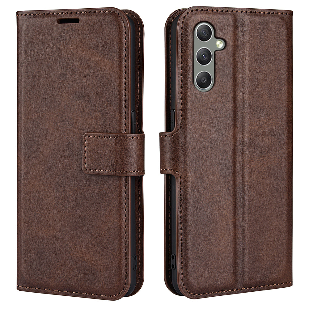 For Samsung Galaxy A24 4G Leather Wallet Mobile Case Calf Texture Square Clasp Flip Stand Cover