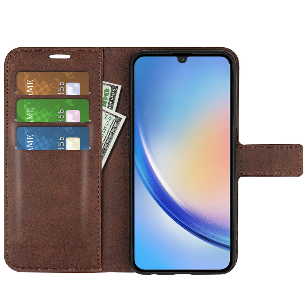 For Samsung Galaxy A24 4G Leather Wallet Mobile Case Calf Texture Square Clasp Flip Stand Cover