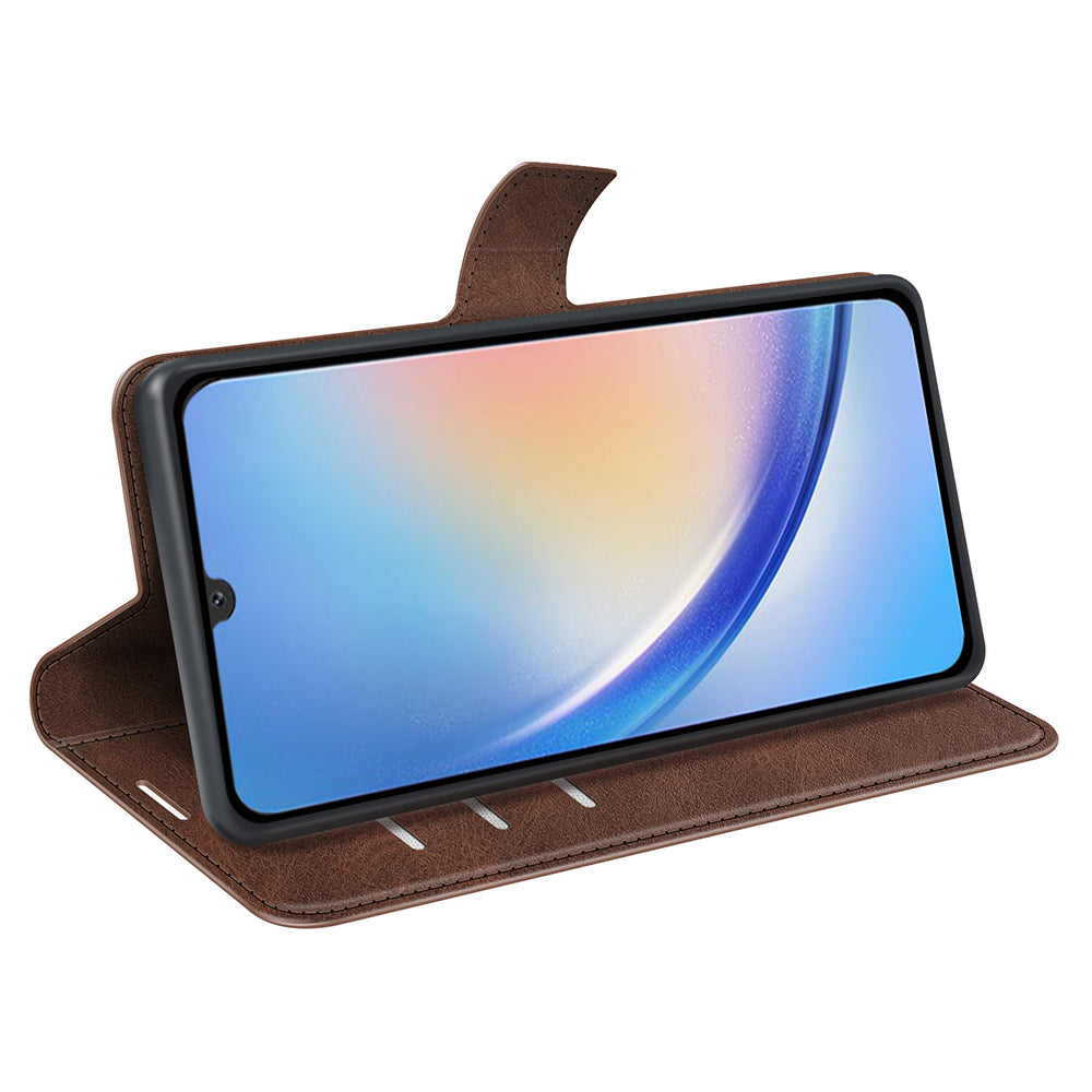 For Samsung Galaxy A24 4G Leather Wallet Mobile Case Calf Texture Square Clasp Flip Stand Cover