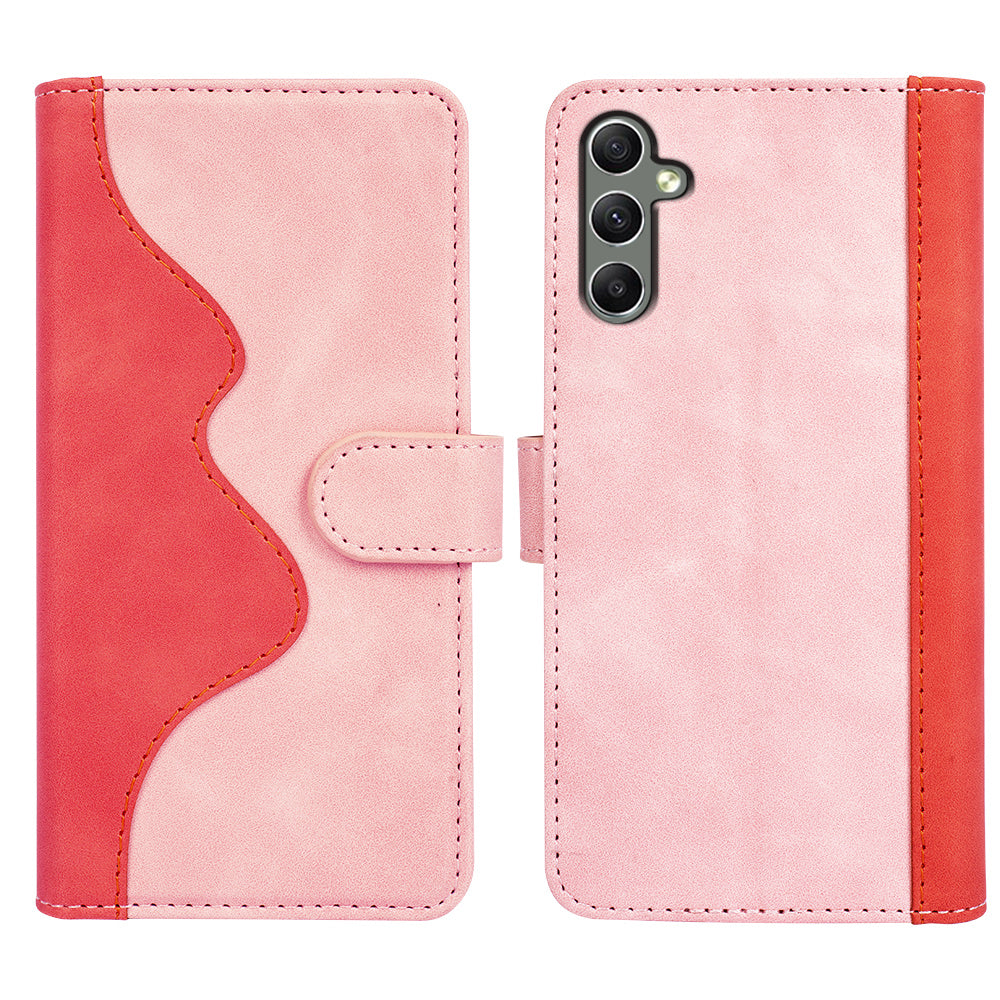 For Samsung Galaxy A24 4G Leather Wallet Shockproof Cover Dual Color Splicing Folding Stand Phone Case