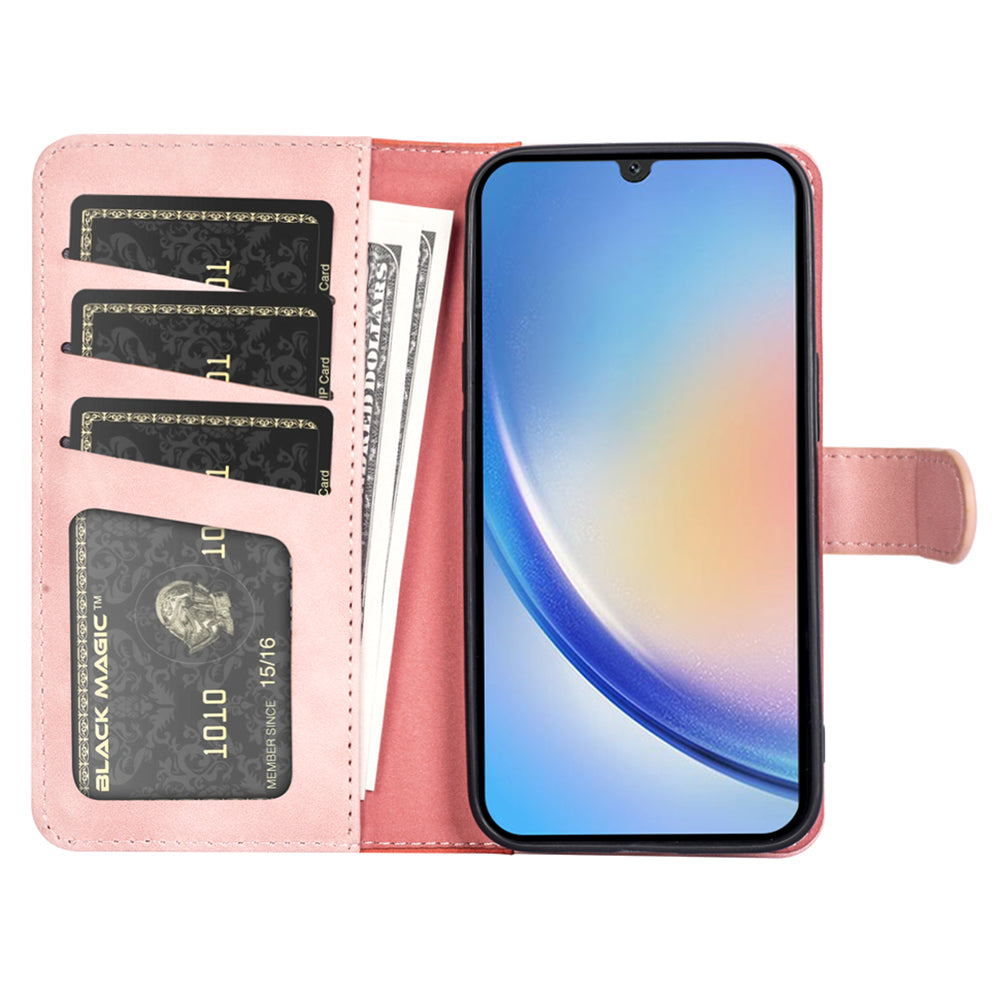 For Samsung Galaxy A24 4G Leather Wallet Shockproof Cover Dual Color Splicing Folding Stand Phone Case