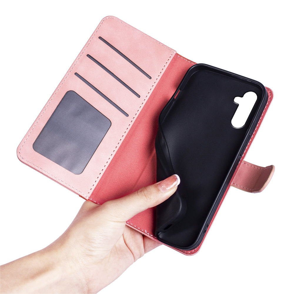 For Samsung Galaxy A24 4G Leather Wallet Shockproof Cover Dual Color Splicing Folding Stand Phone Case