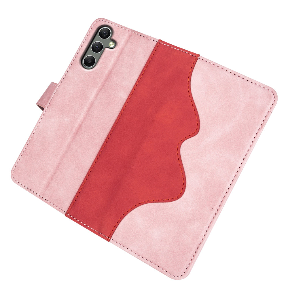 For Samsung Galaxy A24 4G Leather Wallet Shockproof Cover Dual Color Splicing Folding Stand Phone Case
