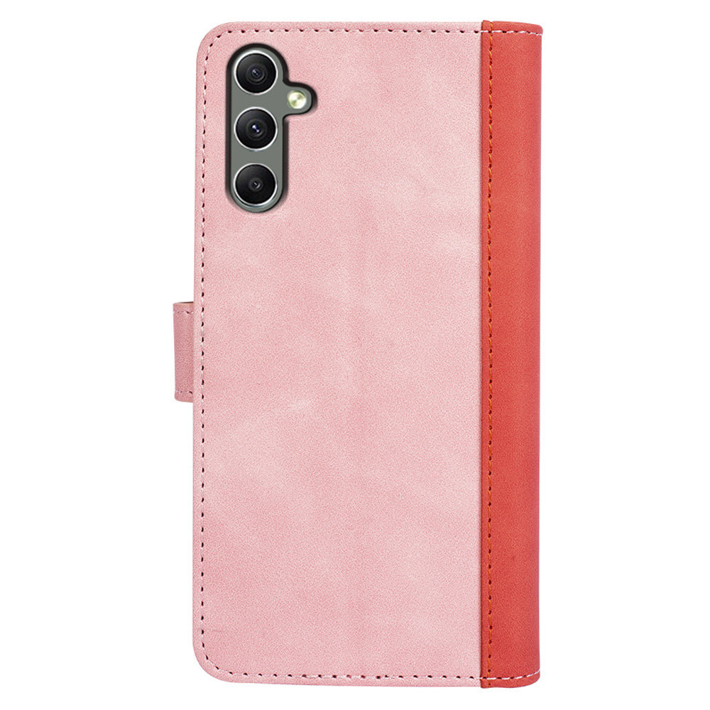 For Samsung Galaxy A24 4G Leather Wallet Shockproof Cover Dual Color Splicing Folding Stand Phone Case