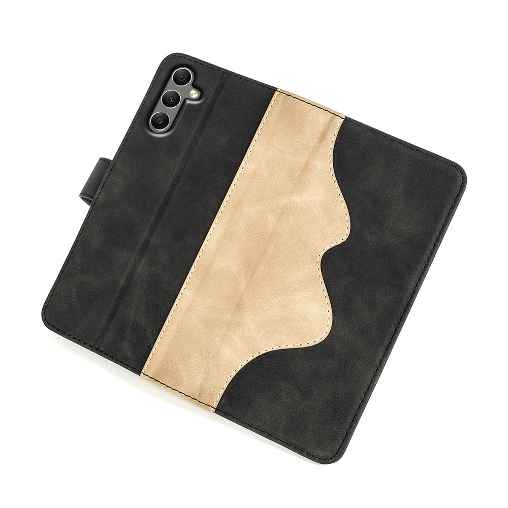 For Samsung Galaxy A24 4G Leather Wallet Shockproof Cover Dual Color Splicing Folding Stand Phone Case