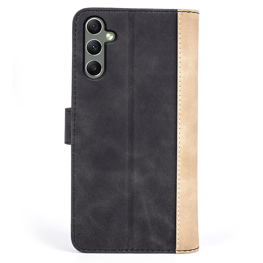 For Samsung Galaxy A24 4G Leather Wallet Shockproof Cover Dual Color Splicing Folding Stand Phone Case