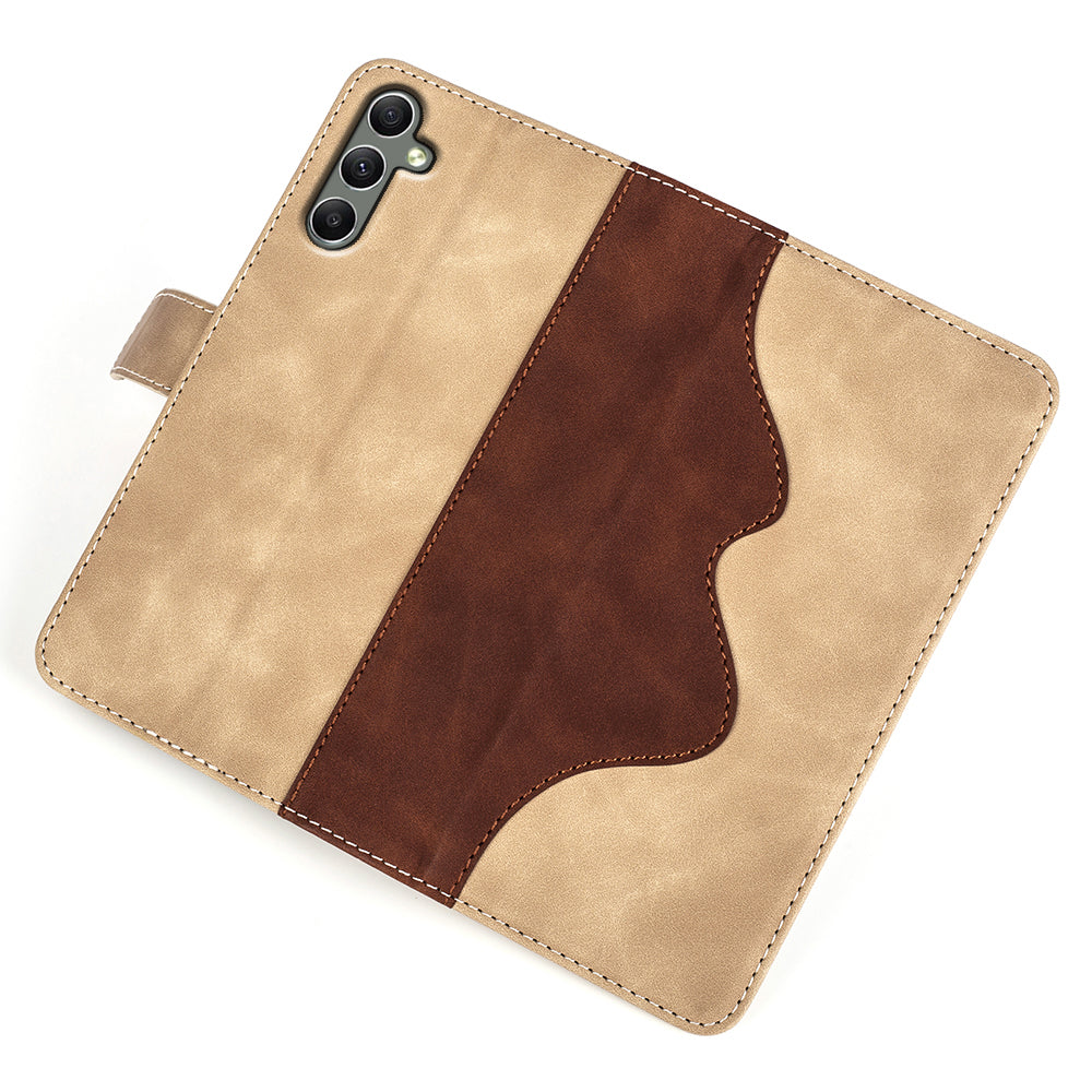 For Samsung Galaxy A24 4G Leather Wallet Shockproof Cover Dual Color Splicing Folding Stand Phone Case