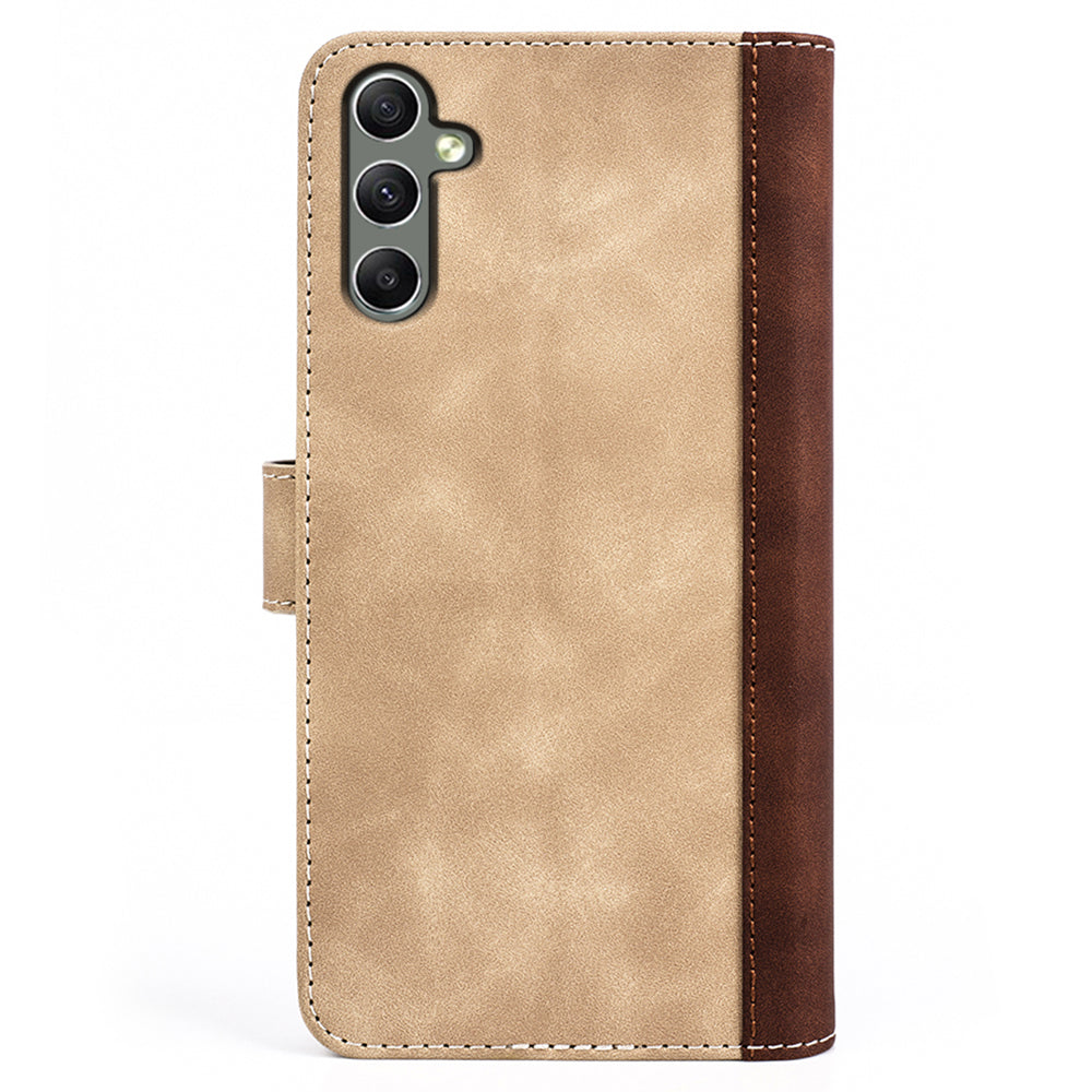 For Samsung Galaxy A24 4G Leather Wallet Shockproof Cover Dual Color Splicing Folding Stand Phone Case
