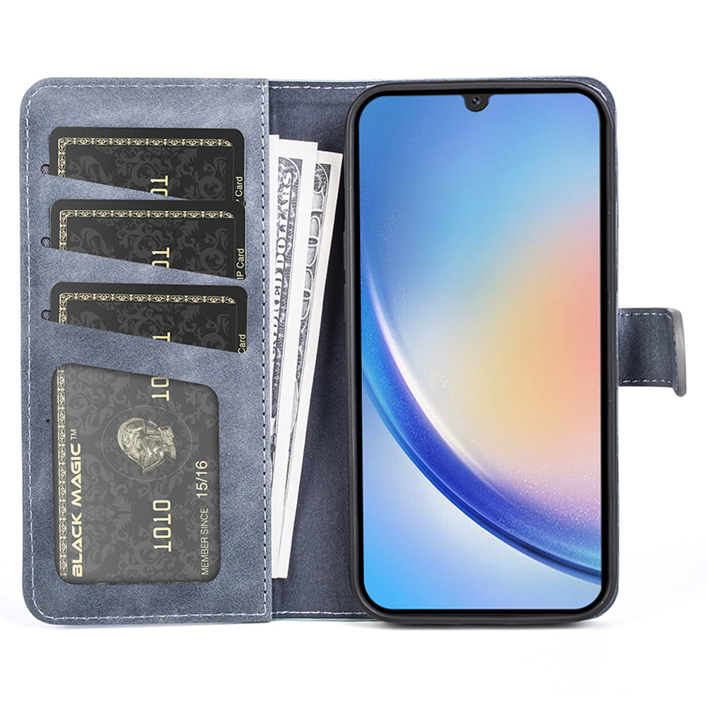 For Samsung Galaxy A24 4G Leather Wallet Shockproof Cover Dual Color Splicing Folding Stand Phone Case
