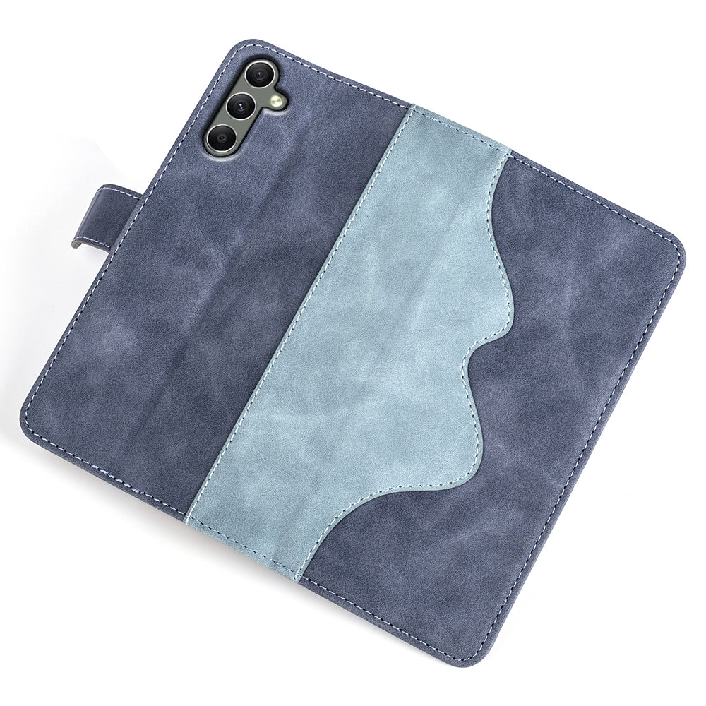 For Samsung Galaxy A24 4G Leather Wallet Shockproof Cover Dual Color Splicing Folding Stand Phone Case