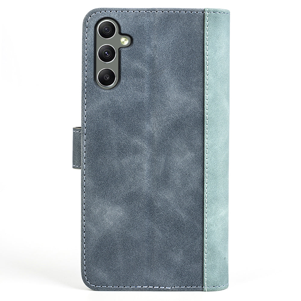 For Samsung Galaxy A24 4G Leather Wallet Shockproof Cover Dual Color Splicing Folding Stand Phone Case