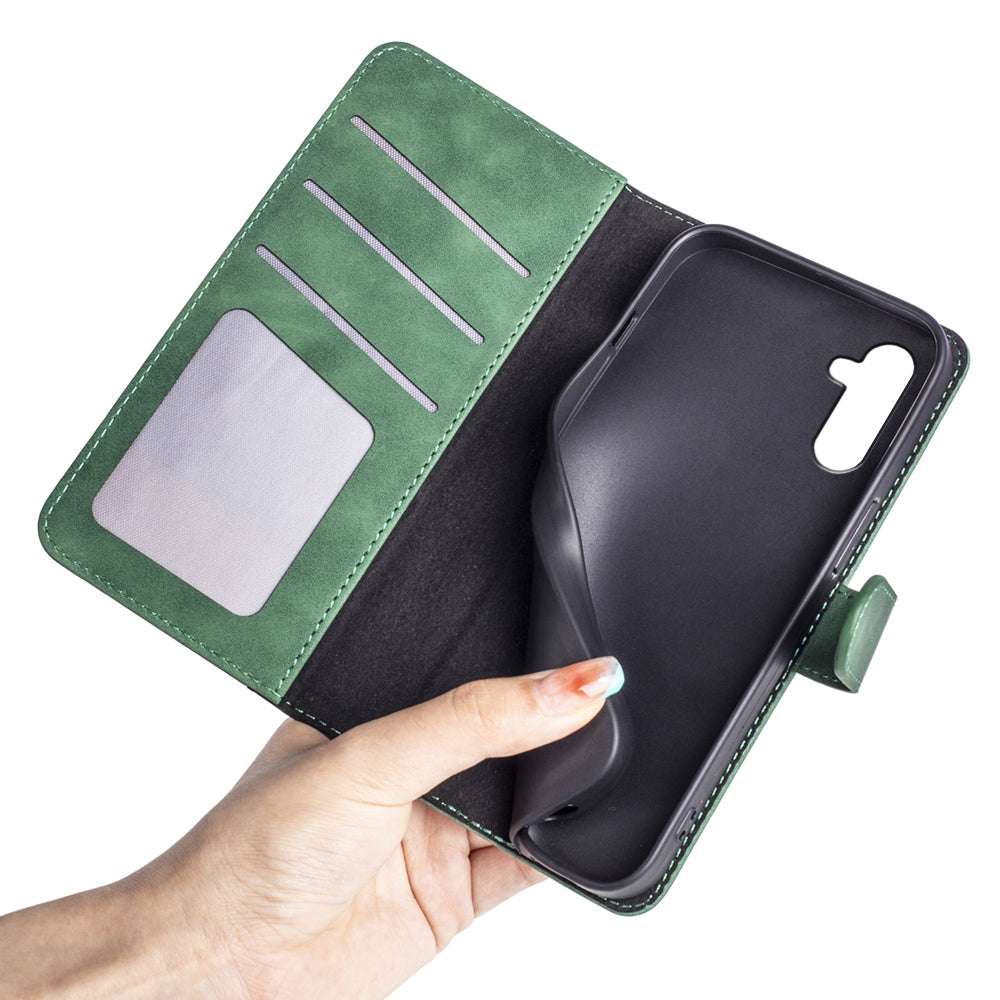 For Samsung Galaxy A24 4G Leather Wallet Shockproof Cover Dual Color Splicing Folding Stand Phone Case