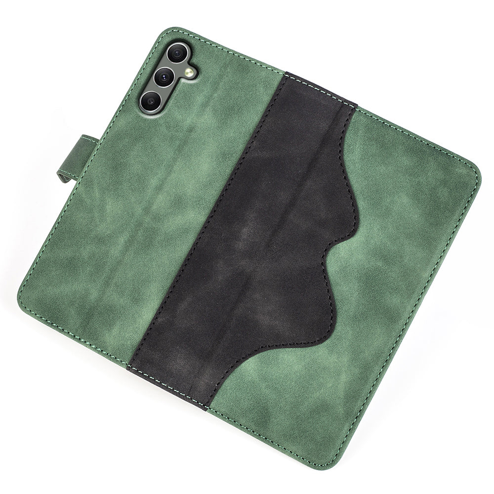 For Samsung Galaxy A24 4G Leather Wallet Shockproof Cover Dual Color Splicing Folding Stand Phone Case