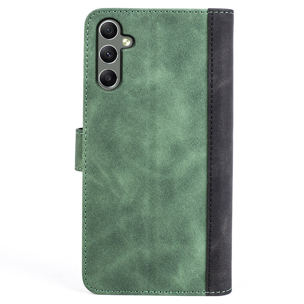 For Samsung Galaxy A24 4G Leather Wallet Shockproof Cover Dual Color Splicing Folding Stand Phone Case