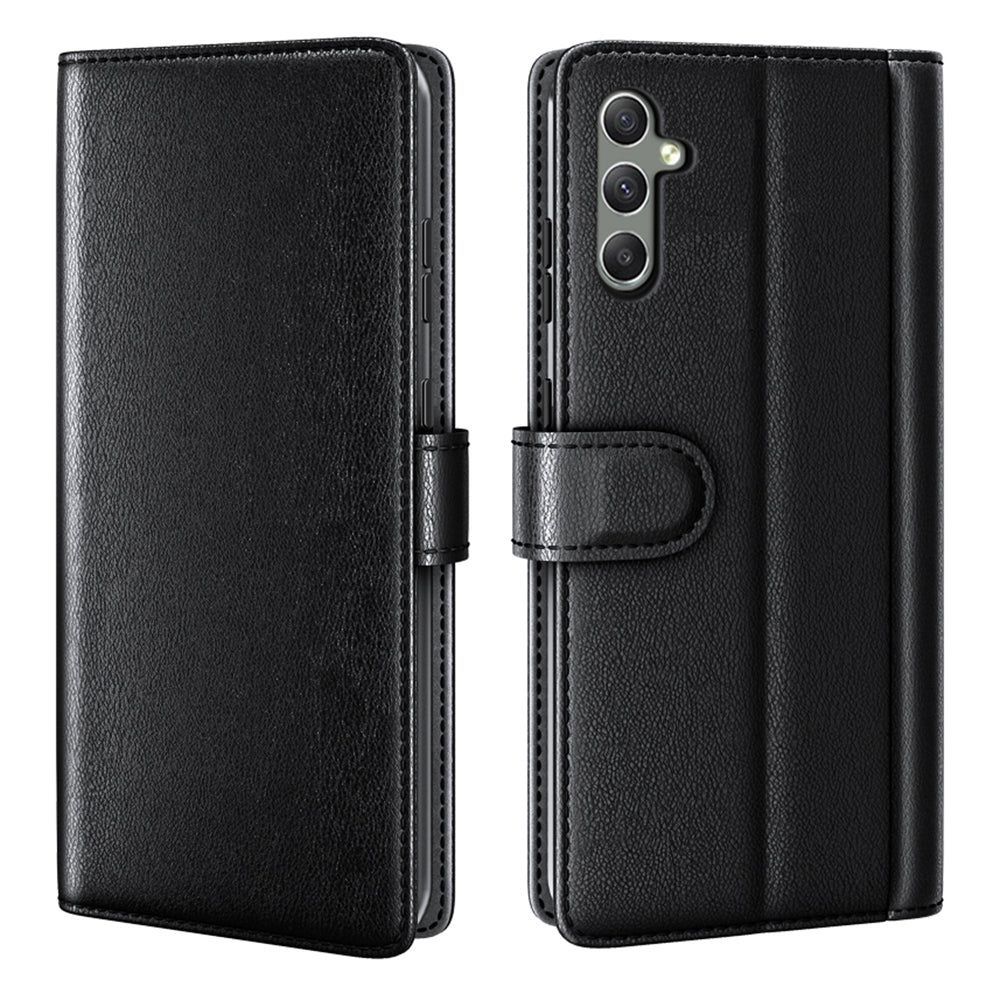 For Samsung Galaxy A24 4G Flip Stand Drop-proof Cover Genuine Cow Leather Phone Wallet Case