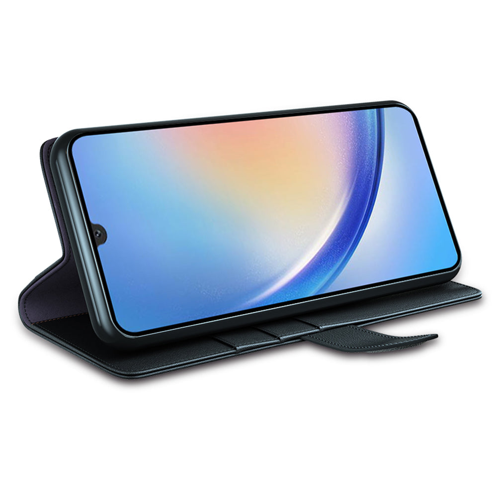 For Samsung Galaxy A24 4G Flip Stand Drop-proof Cover Genuine Cow Leather Phone Wallet Case