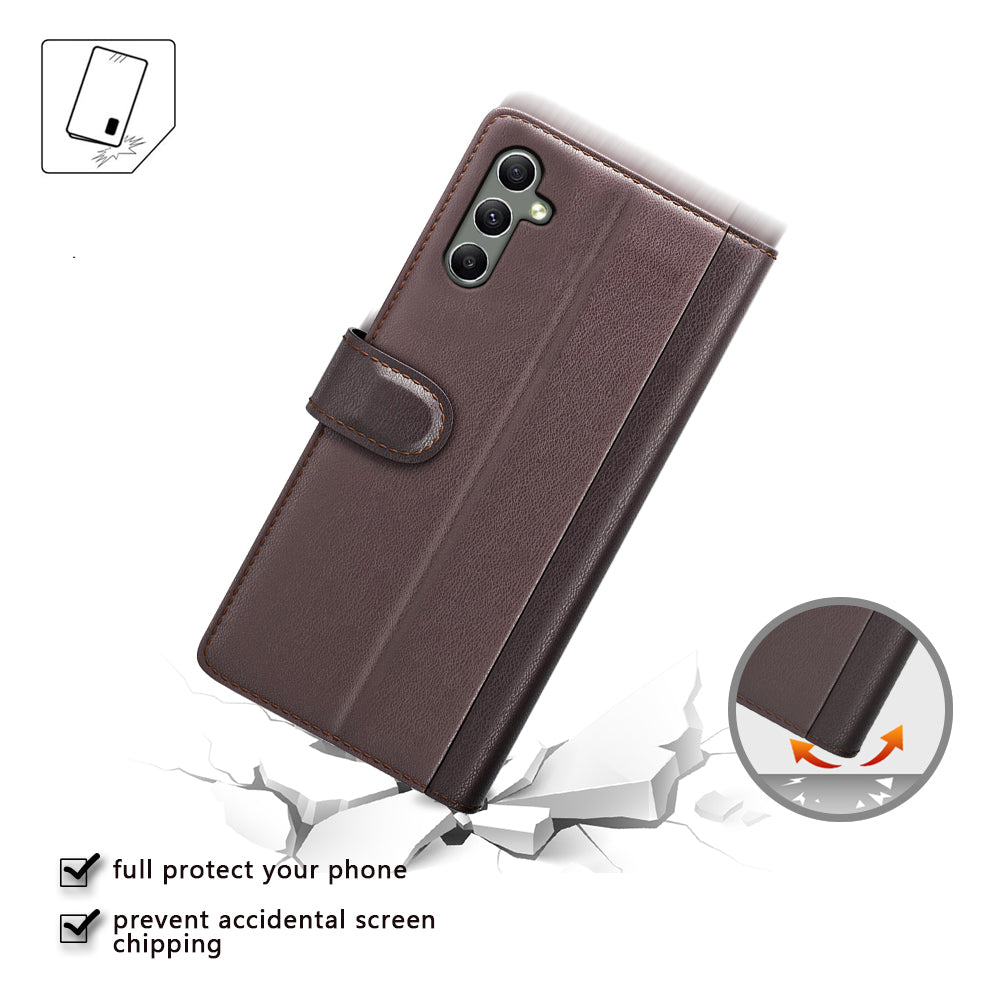 For Samsung Galaxy A24 4G Flip Stand Drop-proof Cover Genuine Cow Leather Phone Wallet Case