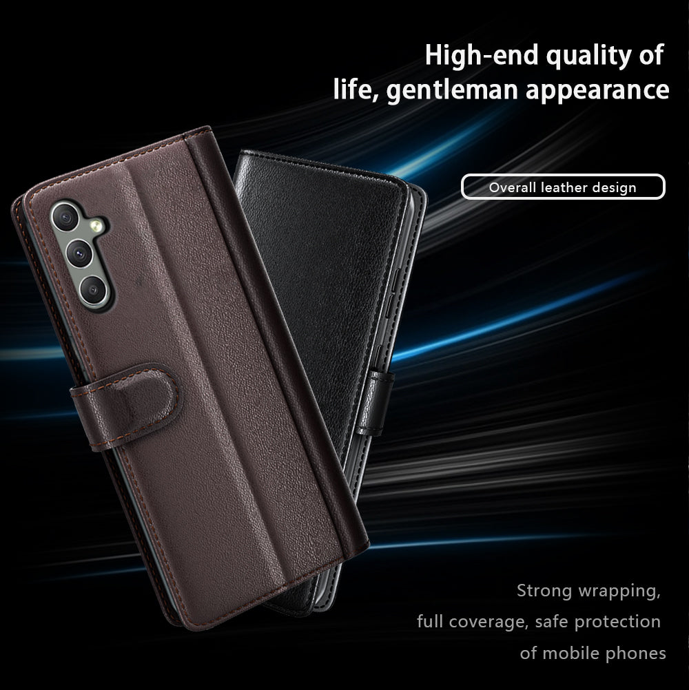 For Samsung Galaxy A24 4G Flip Stand Drop-proof Cover Genuine Cow Leather Phone Wallet Case