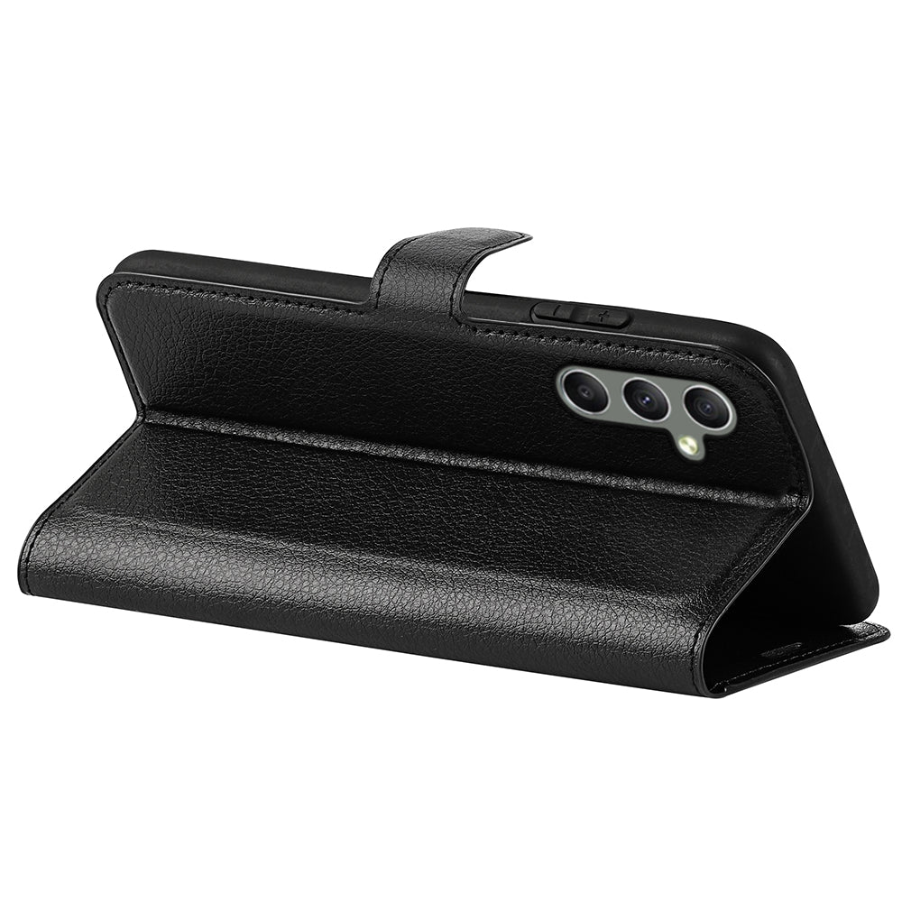 For Samsung Galaxy A24 4G PU Leather Wallet Shell Litchi Texture Phone Case Flip Stand Cover