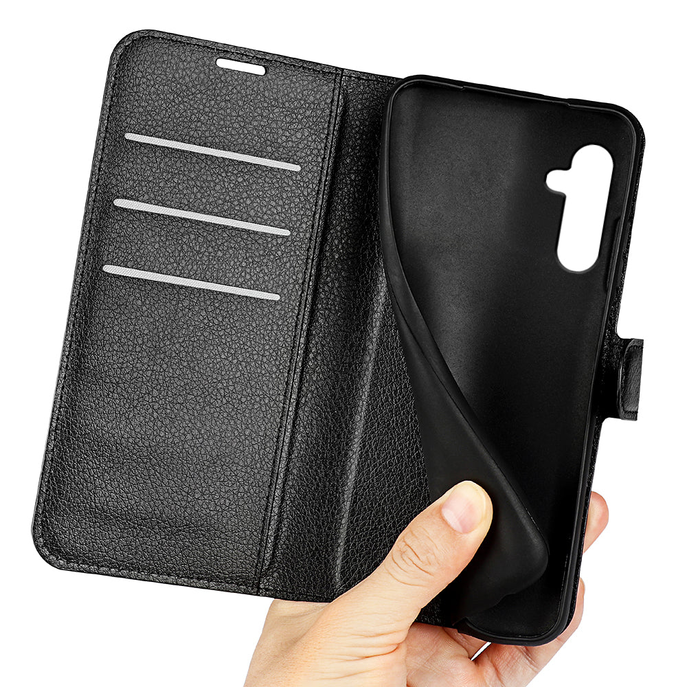 For Samsung Galaxy A24 4G PU Leather Wallet Shell Litchi Texture Phone Case Flip Stand Cover