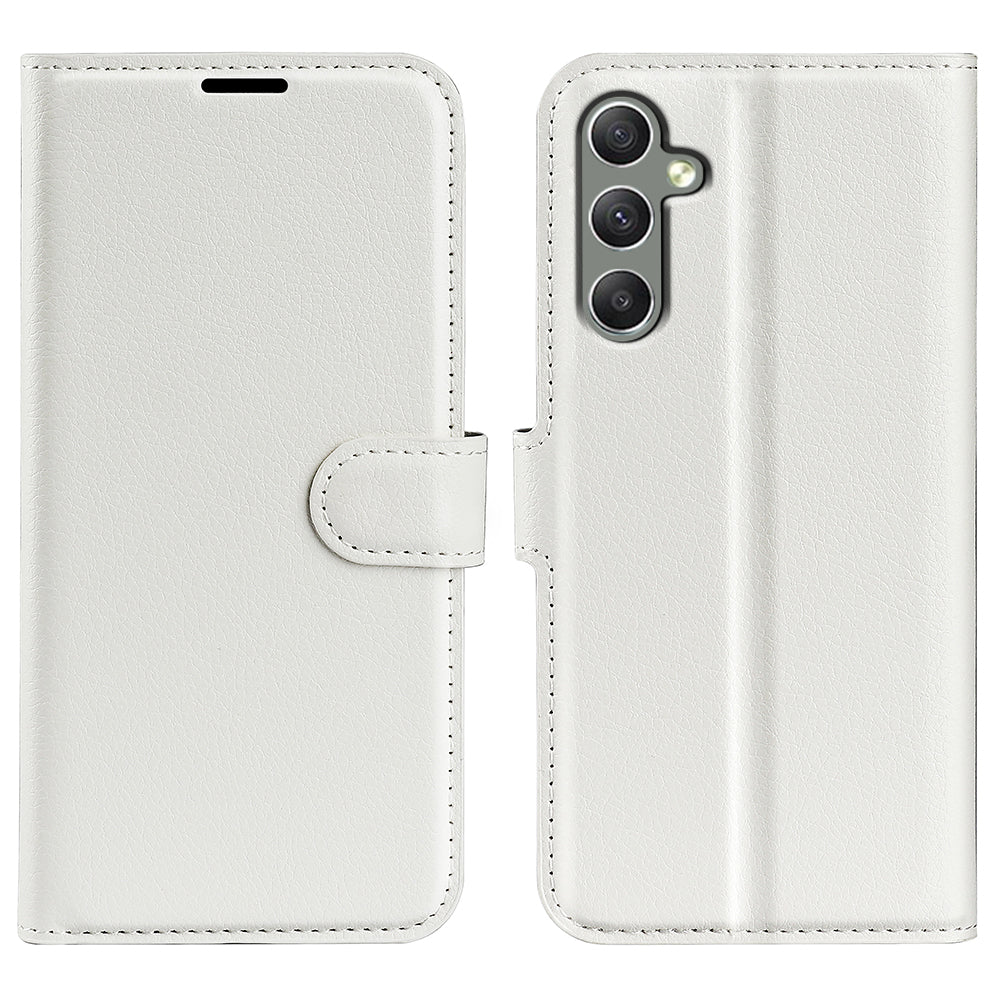 For Samsung Galaxy A24 4G PU Leather Wallet Shell Litchi Texture Phone Case Flip Stand Cover