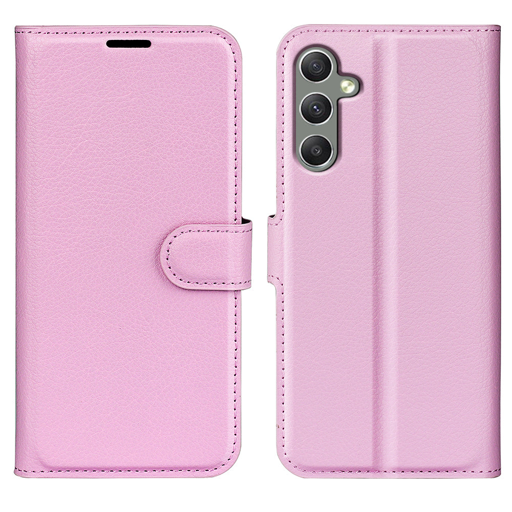For Samsung Galaxy A24 4G PU Leather Wallet Shell Litchi Texture Phone Case Flip Stand Cover