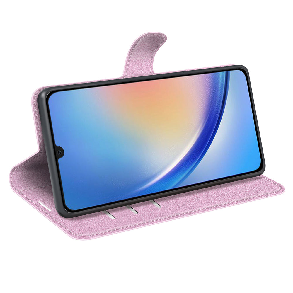 For Samsung Galaxy A24 4G PU Leather Wallet Shell Litchi Texture Phone Case Flip Stand Cover