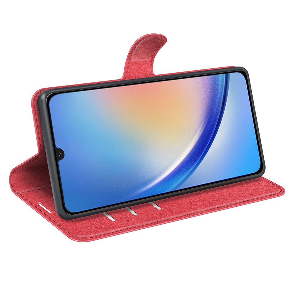 For Samsung Galaxy A24 4G PU Leather Wallet Shell Litchi Texture Phone Case Flip Stand Cover