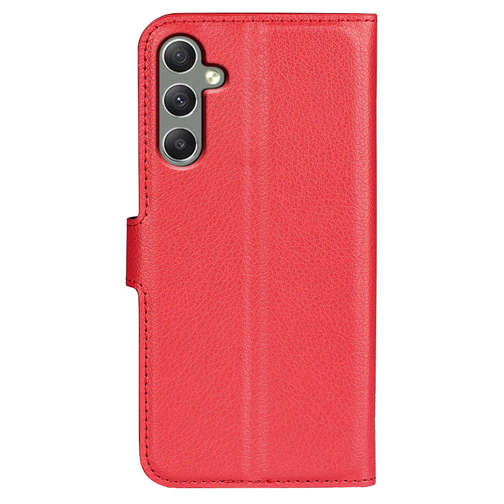 For Samsung Galaxy A24 4G PU Leather Wallet Shell Litchi Texture Phone Case Flip Stand Cover