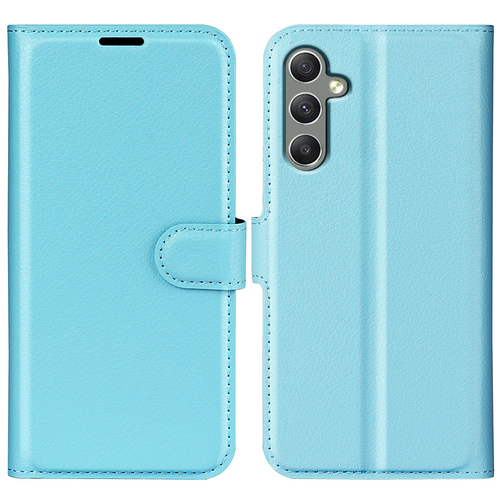 For Samsung Galaxy A24 4G PU Leather Wallet Shell Litchi Texture Phone Case Flip Stand Cover